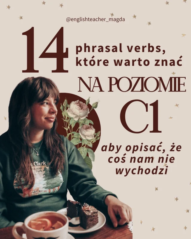 Nasi ulubieńcy - phrasal verbs 🤎 Wiem, że ich nauka bywa wyzwaniem, but trust me, są niezbędne, jeśli chcemy rozumieć mowę potoczną ☝️

W tej karuzeli znajdziecie frejzale, dzięki którym możecie opisać, że coś komuś nie wyszło i podać przyczynę (np. dlatego, że ktoś się obijał). Uwaga, w większości są bardzo nieformalne (szczególnie FUDGE UP)

Który phrasal verb przypadł Ci najbardziej do gustu?

#angielski #naukaangielskiego #językangielski #słownictwo #słówkaangielskie